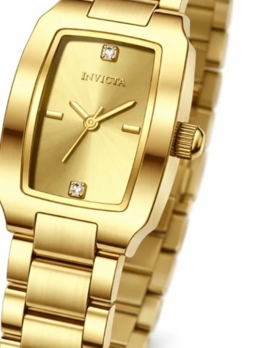 Invicta Women's Gold Rectangular Bracelet Watch with Crystal Accents